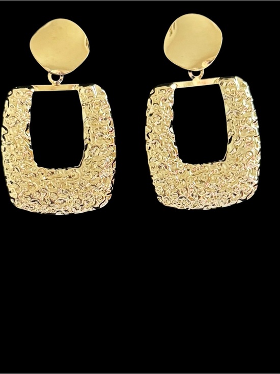 unbranded Jewelry - Gold Tone Textured Open Square Drop Earrings - Women Jewelry